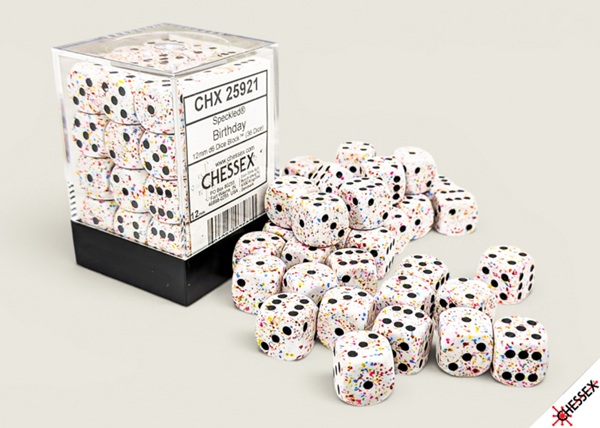 Dice - Terningesæt - 36 terninger - Speckled Dice Block D6 (6 sidet) 12mm: Birthday