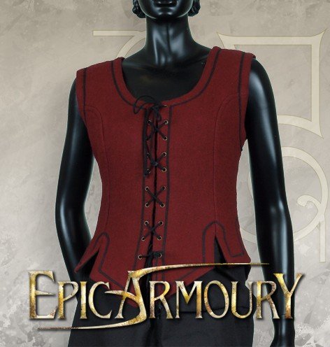 Ladies Vest – Epic Armoury – Dark Red - Medium – Live Rollespil